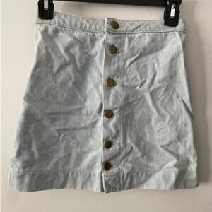 american apparel light wash denim buttoned mini skirt - XS